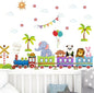 Jungle Animal Wall Stickers Train Elephant Panda Lion Rabbit Safari Wall Decals Kid Room Nursery Baby Bedroom Decor