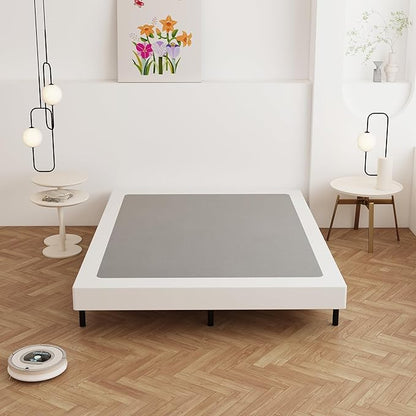 King Size Box Spring 4 Inch Low Profile, Heavy Duty Metal Box Spring Bed Base with Fabric Cover, Mattress Foundation, Easy Assembly, Noise Free, Black