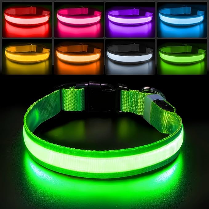 PcEoTllar Light up Dog Collar for Night Walking - LED Dog Collar Light Rechargeable Color Changing, Glow in The Dark Dog Collars Waterproof Glowing Dog Collars for Large Small Medium Dogs-Mewly Pet