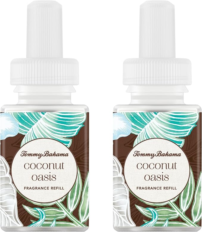 Pura & Tommy Bahama Home Scent Refill - Smart Home Air Diffuser - Up to 120-Hours of Luxury Fragrance per Refill - Spring & Summer Fragrance - 2 Pack, Coconut Oasis