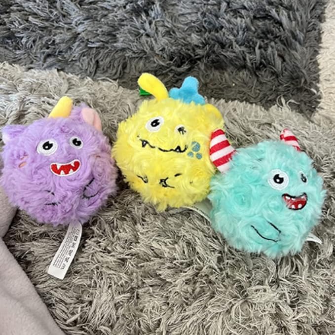 DKING 3Pack Squeaky Dog Balls,2 in1 Funny Puppy Ball Toys,Birthday Dog Toy for Small Medium Dogs (Monster Ball)-Mewly Pet