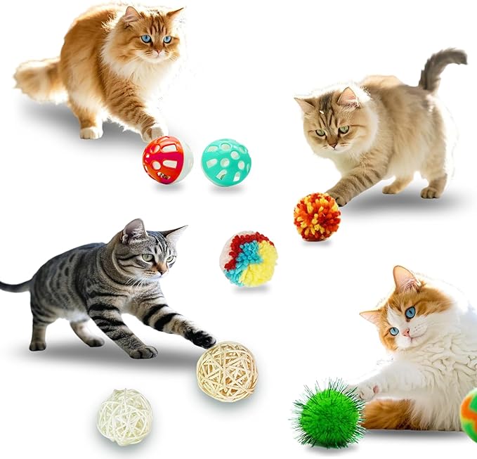21-Piece Cat Toys Set, Interactive Tunnel, Balls, Mice, Feather Wands, Catnip Toys(Rainbow Cat Tunnel)-Mewly Pet