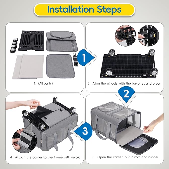 Expandable Pet Carrier with Wheels, Double Cat Dog Carrier 21"x 17"x 16" up to 40 Lbs, Rolling Pet Carrier for Cats and Dogs, Extra Large Pet Travel Carrier, Ideal for Outdoor/Travel-Mewly Pet