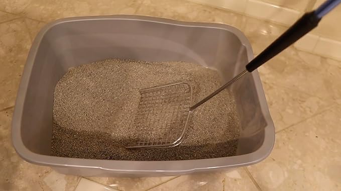 Sand Dipper Cat Poop Scooper & Chicken Poop Scooper - Rugged Big 6" Square Stainless Steel Long Handle for Home Kitty Litter Scoop & Farm Chicken Coop Scooper (Mid-Adjustable)-Mewly Pet