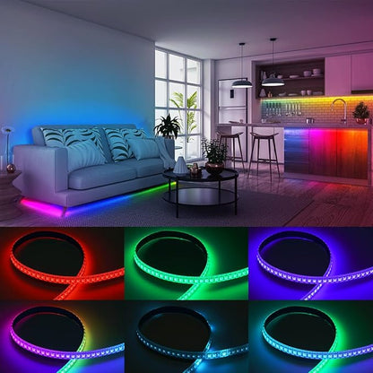 SEZO WS2812B LED Strip Light 3.3FT/1M 144LEDs/m Individually Addressable Programmable 5050SMD Digital RGB Alloy Wires Flexible Dream Color IP65 Waterproof PCB White DC5V