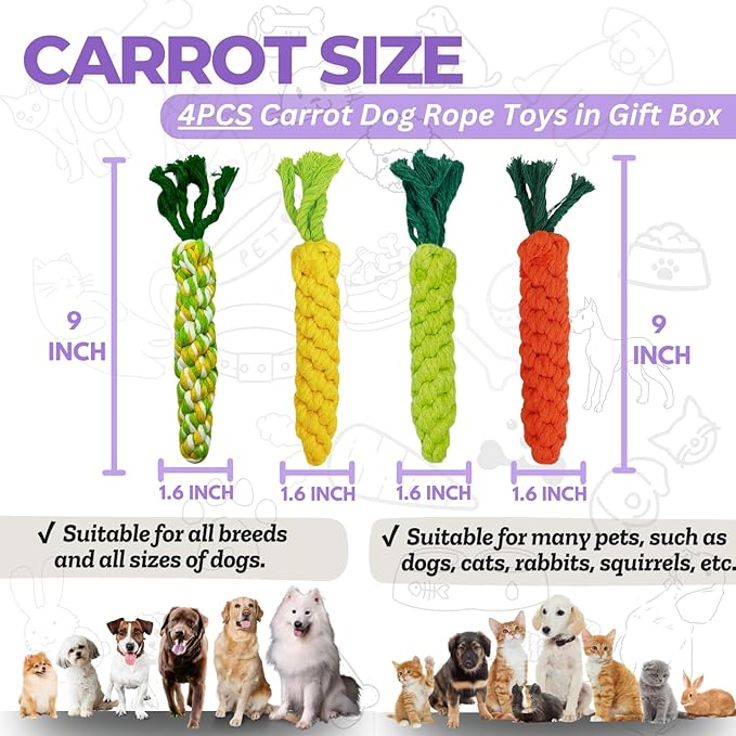 4PCS Mixed Color Woven Pet Chew Set (Yellow, Green, Orange, Rainbow), Dog Chew Toys, Cat Teething Toys, Durable & Safe Interactive Pet Toys-Mewly Pet