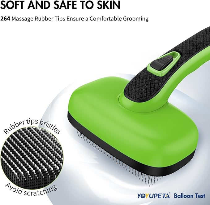 Dog Self Cleaning Slicker Brush for Shedding, Ideal for Short Long Haired Dogs, Including Cat. Removes Loose Fur, Undercoat, Mats, Tangled Hair. Suit for Large Medium Small Animal, Green-Mewly Pet