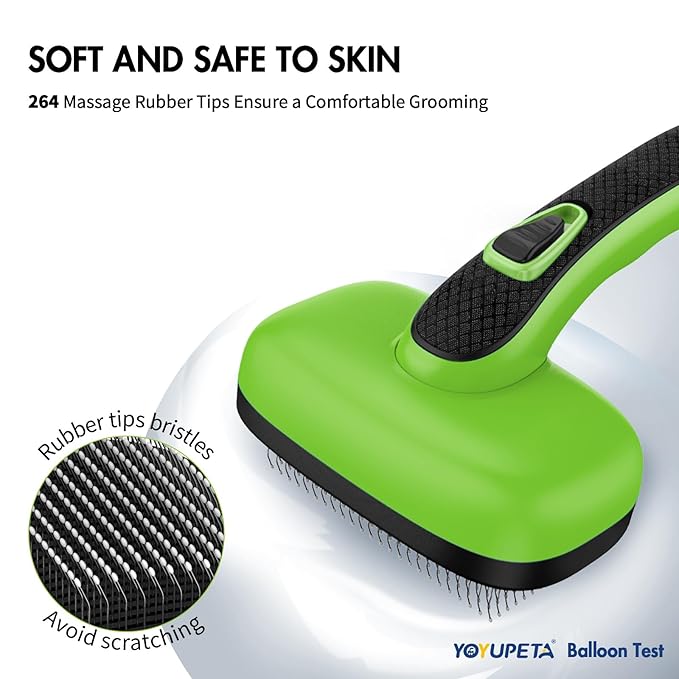 Dog Brush Kit - Self-Cleaning Slicker Brush with Bath Brush & Undercoat Rake | Deshedding Tools for Large - Small Dogs & Cats, Professional 3-in-1 Pet Grooming Set for Heavy Shedding, Green-Mewly Pet