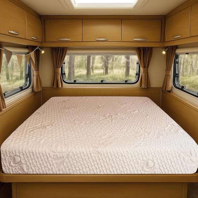 Foamma 12" x 48" x 75" Gel Memory Foam Mattress for RV with Water Resistant Organic Cotton Cover, Firm High Density Foam Base, USA Made, CertiPUR-US Certified Foam