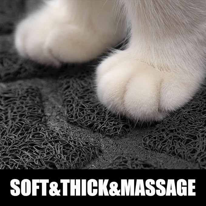 Yimobra Cat Litter Mat, 24"x20" Litter Mat with Litter Lock Mesh, Soft Cat Litter Mat Litter Trapping Mat, Easy to Clean, Non-Slip, Water Resistant, Litter Free Floors, Black-Mewly Pet