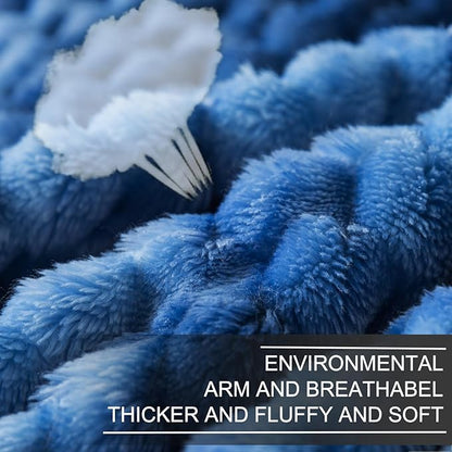 Richave Queen Size Fleece Blanket,Premium Lightweight Anti-Static 90x90 Inches 3D Clouds Stylish Jacquard Velvet Plush Bed Blanket for Queen Full Bed, Tie-dye Stone Blue