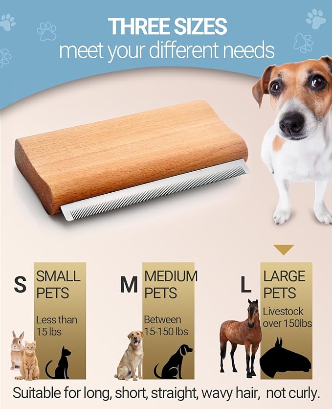 Dog Brush for Shedding | Pet Hair Removal Tool, Cat Grooming Supplies, Deshedding Dog Brush | Combs for cleaning and grooming short and long hair (L (5.3 Inch))-Mewly Pet