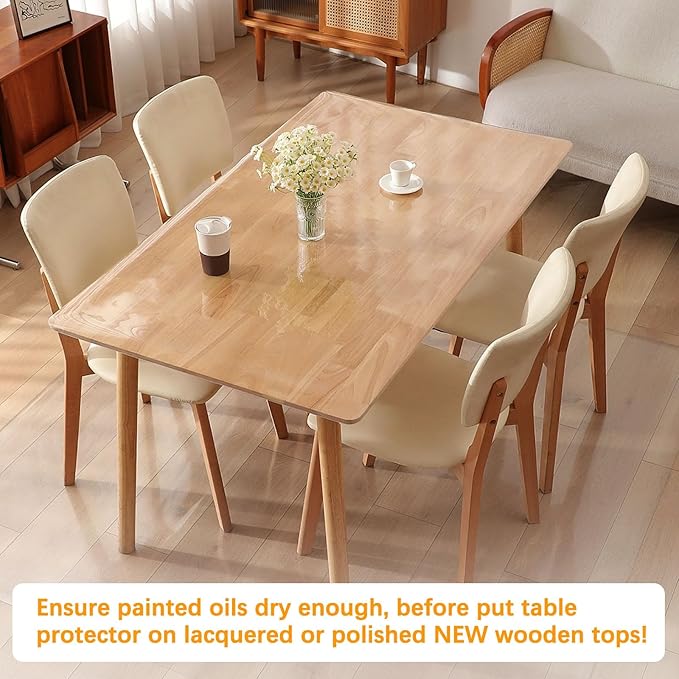 34 Inch Square Clear Plastic Dining Table Protector Tablecloth Desk Pad Mat Wooden Furniture Coffee Glass Bedside Side End Bar Banquet Table Cloth Top Protection Countertop Cover Waterproof PVC Vinyl