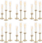Hurricane Candle Holders Metal Candlestick Holder for Glass Taper Tall Candle Holders with Crystal Chimney Tube Candles Stands for Home Decor, Christmas, Dinning (18, Gold)