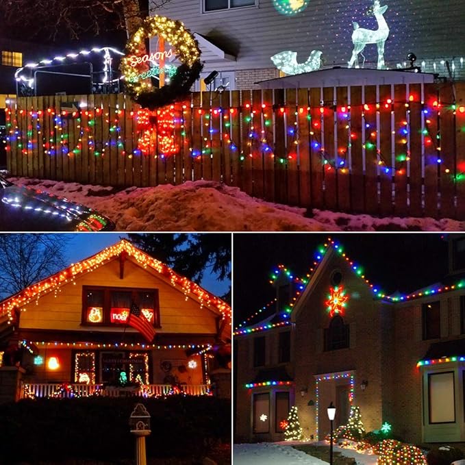 Brizled Christmas Lights Multicolor, 16FT 25 LED Faceted C9 Outdoor Christmas Lights Connectable, 120V UL Certified Xmas Tree Light, Waterproof String Light for Xmas Tree, Wreath, Roof, Patios