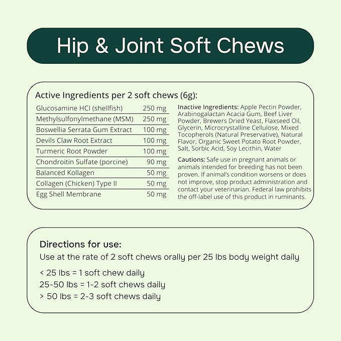 PetMeds Hip & Joint Supplement for Dogs - Vitamins, Glucosamine, MSM, Chondroitin, Collagen for Joint Mobility & Flexibility - Senior Dog Arthritis Support - Beef & Sweet Potato Flavor - 60 Soft Chews-Mewly Pet