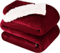 NANPIPER King Size Sherpa Blanket, Soft Fleece Throw for Bed, Reversible Thick Fuzzy Blanket for Winter (Wine Red, 90x108 inches)