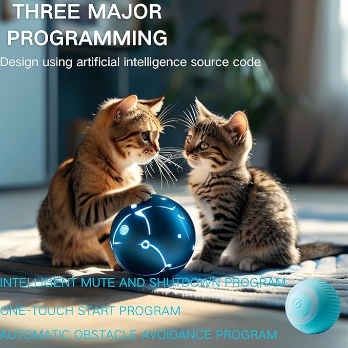 Interactive Cat Toys for Indoor Cats, Fast Rolling Ball in Play Mat, Automatic Moving Cat Ball in Pouch, Stimulate Your Cat's Nature, 28 Inch cat Toys (Round [with Steel Ring])-Mewly Pet