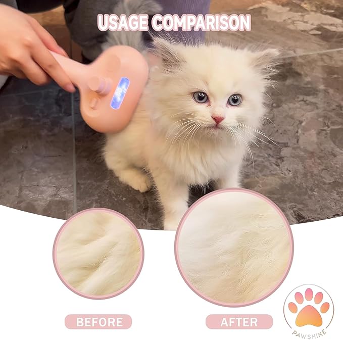 Cat steam brush – Effective Pet Brush for Indoor Cats, Steam Technology for Shedding, Mats & Grooming – Ideal cat brush indoor for Deep Cleaning (Pink)-Mewly Pet