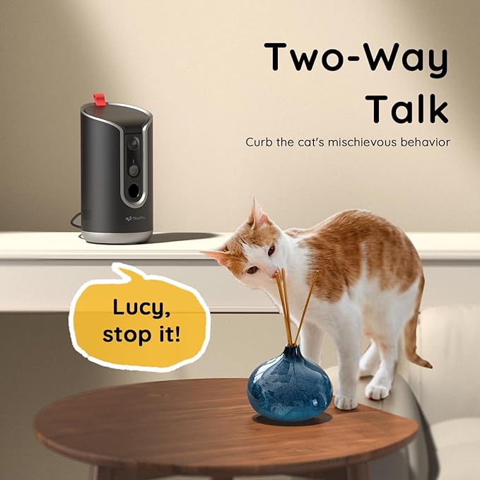 2K Pet Camera Treat Dispenser, AI Photo Album, Dog Camera with 360° Auto Tracking & 5G/2.4G WiFi, 2-Way Talk, Remote Treat Tossing, Motion Alerts for Cats Indoor-Mewly Pet