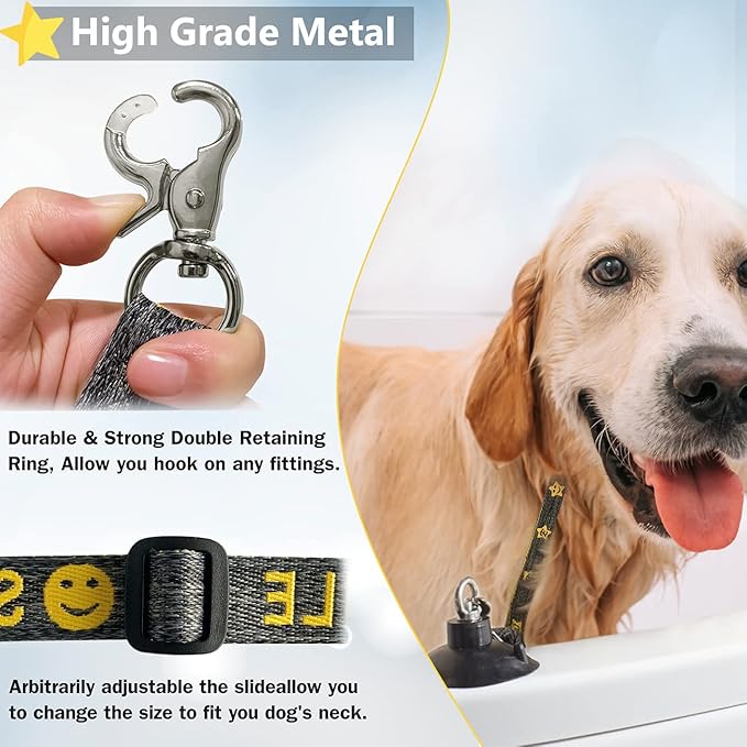 Dog Bathing Tether with Heavy Suction Cup, Dog Grooming Tub Restraint Leash with Adjustable Collar for Pet Cat Shower and Grooming-Mewly Pet