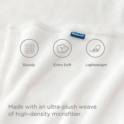Bedsure GentleSoft Fleece Blankets Queen Size White - Bed Blanket Soft Lightweight Plush Fuzzy Cozy Luxury Microfiber, 90x90 inches