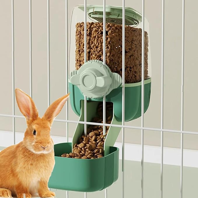 Pet Hanging Automatic Feeders Drinking Bowls，Gravity Rabbit Feeder and Water Set，Cage Cat Food Bowl Feeding Station for Puppy Kitten Chinchilla Hedgehog Guinea Pig Ferret (Yellow-Water)-Mewly Pet