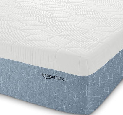 Amazon Basics Gel Memory Foam Mattress, Firm, Cooling, California King Mattress, CertiPUR-US® Certified Foam, 84 x 72 x 12 inches, White/Gray