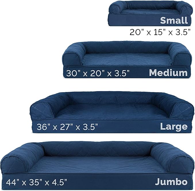Furhaven Orthopedic Dog Bed for Large/Medium Dogs w/ Removable Bolsters & Washable Cover, For Dogs Up to 55 lbs - Quilted Sofa - Navy (Blue), Large-Mewly Pet