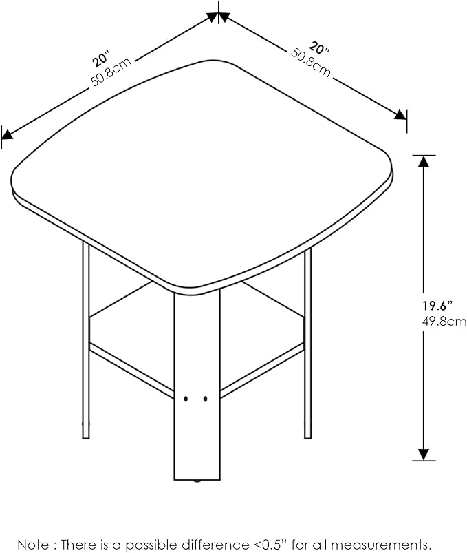 Furinno SIMPLE DESIGN Side Table, 2-Tier End Table, Open Shelves Night Stand, Bedside Table, for Living Room, Bedroom, Espresso