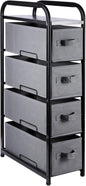 MAX Houser 4 Drawer Narrow Dresser Fabric Storage Tower Vertical Slim Storage Chest Organizer Nightstand Side/End Table Small Standing Organizer Removable Drawers Wood Top for Bedroom, Bathroom（Grey