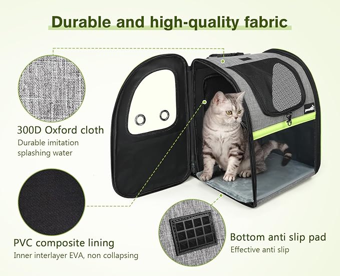 Pecute Pet Carrier Backpack, Large Cat Carrier Backpack Hold Up to 22 Lbs, Expandable cat Backpack with Breathable Mesh for Medium Dogs Cats, or 2 Small Pets, Dog Backpack Carrier for Travel Hiking-Mewly Pet