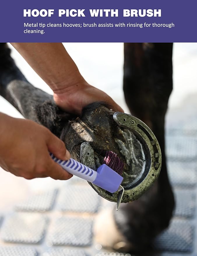 11PCS Horse Grooming Kit Curry Comb Sweat Scraper Horse Bathing Supplies Grooming Tools with Storage Bag Sugar Taro-Mewly Pet