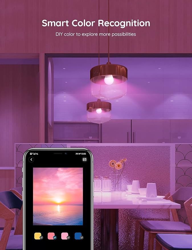 Govee Smart Light Bulbs, WiFi Bluetooth Color Changing Bulbs, Music Sync, 54 Dynamic Scenes, 16 Million DIY Colors RGB Light Bulbs, Work with Alexa, Google Assistant, 800 Lumen, 8 Pack