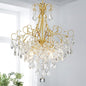WUZUPS Crystal Chandelier 5-Light Pendant Ceiling Light Modern Lighting Fixture for Dining Room Hallway Bedroom Kitchen Bathroom, H 22.4" x W 18.3", E12 Base, Gold