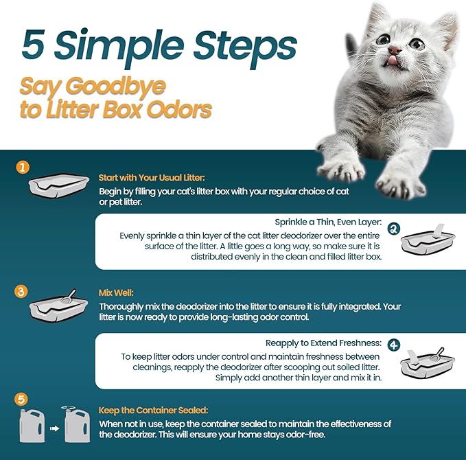 Cat Litter Deodorizer - 4Lb Activated Carbon Litter Box Odor Eliminator Absorber Unscented, Cat Litter Odor Control Room Deodorizer Solution for Homes with Pets-Mewly Pet
