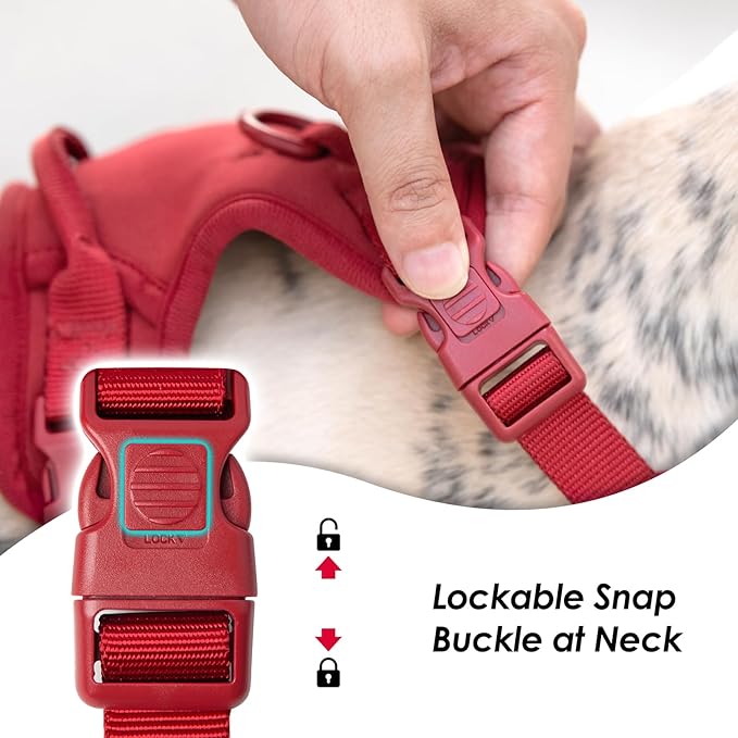 No Pull Dog Harness, Puppy Vest with Front Clip for Small Medium Large Sized Dog(Burgundy Red,L)-Mewly Pet