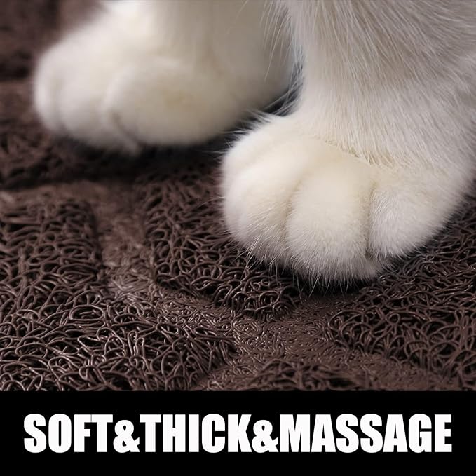 Yimobra Cat Litter Mat, 24"x20" Litter Mat with Litter Lock Mesh, Soft Cat Litter Mat Litter Trapping Mat, Easy to Clean, Non-Slip, Water Resistant, Litter Free Floors, Dark Coffee-Mewly Pet