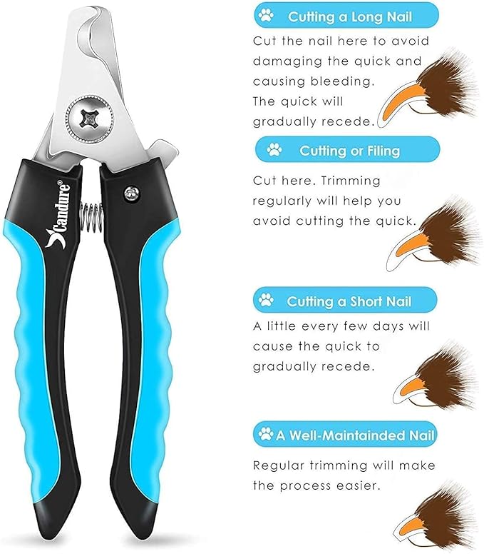 Candure Dog Nail Clippers and Trimmer with Safety Guard to Avoid Over-Cutting Toe Nails Professional Grooming Pet Nail Clipper with Nail File for Small Medium-Large Breeds-Mewly Pet