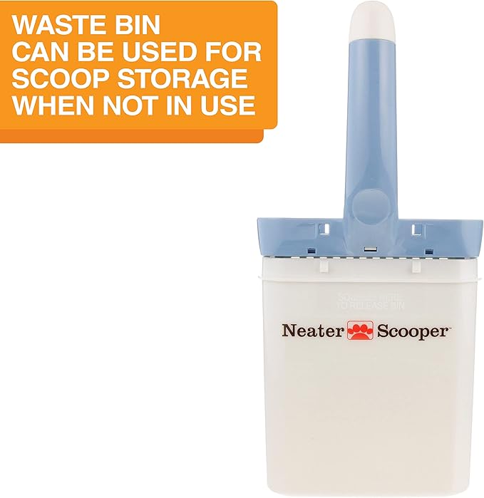 Neater Pet Brands Neater Scooper Standard Cat Litter Scoop, 195 Refill Bags – Mess-Free Cat Litter Scooper with Bag, Spill-Proof Kitty Box Sifter, Bin Doubles as Scoop Holder, For Single-Cat Household-Mewly Pet