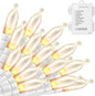 LED Mini Lights with Timer Christmas Lights 18ft 50 LED 8 Modes Battery Operated String Lights White Wire for Indoor Outdoor Wreath Wedding Party Garden Home Decor, Waterproof, Warm White