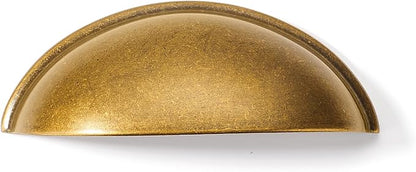 khtumeware 10 Pack 2-1/2" Antique Brass Drawer Pulls Cabinet Cup Pulls Vintage Kitchen Hardware Cabinet Handles Drawer Handles Knobs 2.5 inch Hole Center