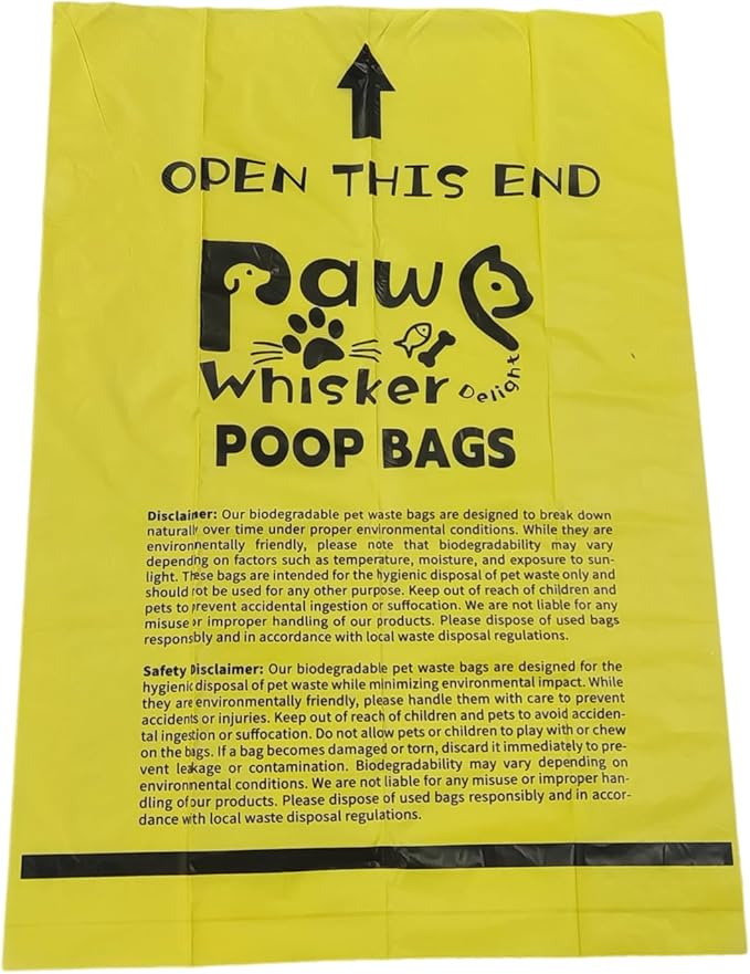 Dog Poop Bag, Biodegradable, Waste Bags with Dispensers, Guaranteed Leak Proof and Extra Thick, Certified Home Compostable, Plant-Based Dog Waste Bags, Eco-Friendly, 240 counts 16 rolls (Yellow, 16)-Mewly Pet