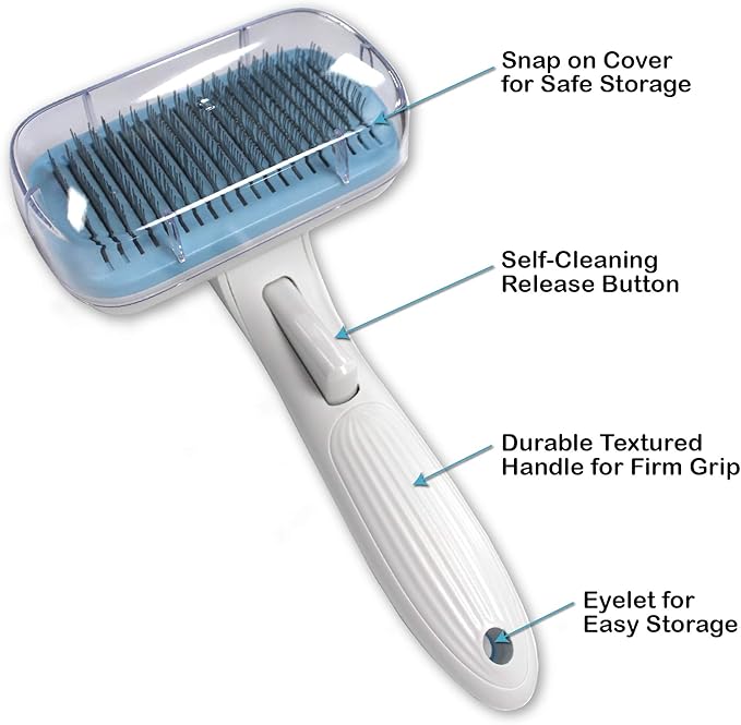Pets First Premium Dog Brush & CAT Brush Self Cleaning Dog Slicker Hair Brush Easy to Clean Best Pet Grooming Brushes Shedding Grooming Tools for Dogs and Cats. Beautiful Gift for The Groomer!-Mewly Pet