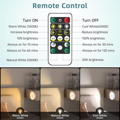 3 Colors Temperatures LED Closet Light Motion Sensor Step Light Compatible with Charging Station, USB Rechargeable Battery Operated Puck Light (1 Pack)
