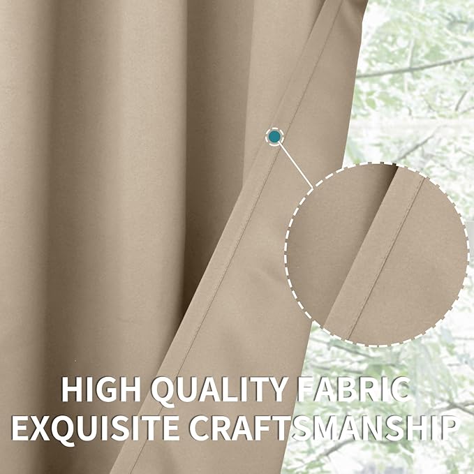 BGment Blackout Curtains - Grommet Thermal Insulated Room Darkening Bedroom and Living Room Curtains, Set of 2 Panels (38 x 63 Inch, Sand)