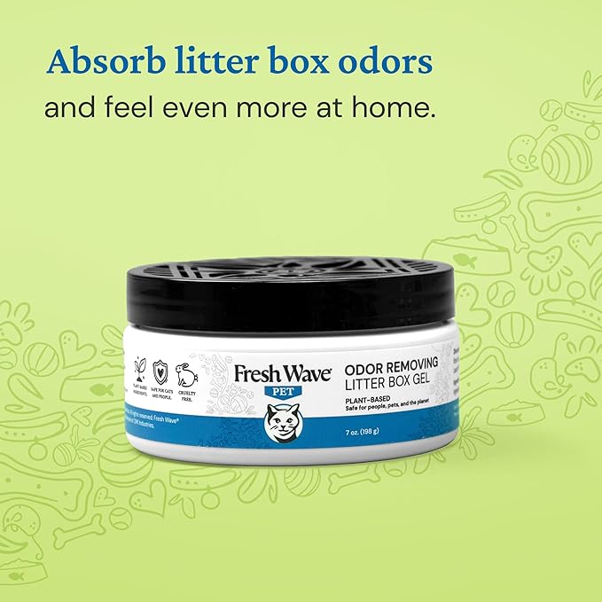 Fresh Wave Odor Removing Litter Box Gel, 7 oz. |Pack of 2 | Safer Pet Odor Eliminator for Home and Litter Box Area-Mewly Pet