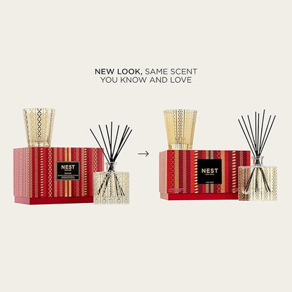 NEST New York Scented Classic Candle (8.1 oz) & Diffuser (5.9 fl oz) Set, Holiday - Reusable Glass Vessel - Vegan, Cruelty Free