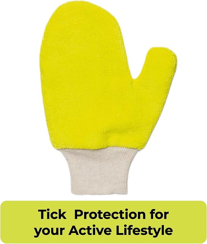 Yellow Tick Removal Glove for Humans & Pets - Safely Remove Ticks Effortlessly, Chemical-Free, Durable, Portable Tick Management Tool for Outdoor Adventures & Everyday Use-Mewly Pet