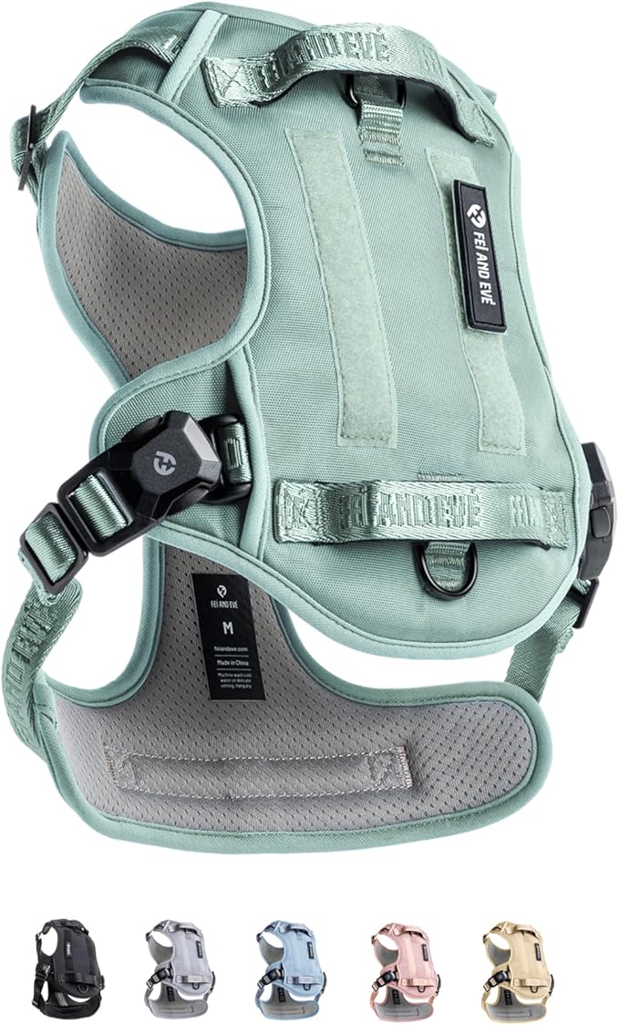 2025 New Edition, Fei & Eve MagEase Dog Harness - 3-Second Magnetic Buckles | 3-Point No-Pull Control | Heavy-Duty 900D Nylon | Dual Safety Handles | Breathable Mesh | Adjustable Fit | Medium, Green-Mewly Pet